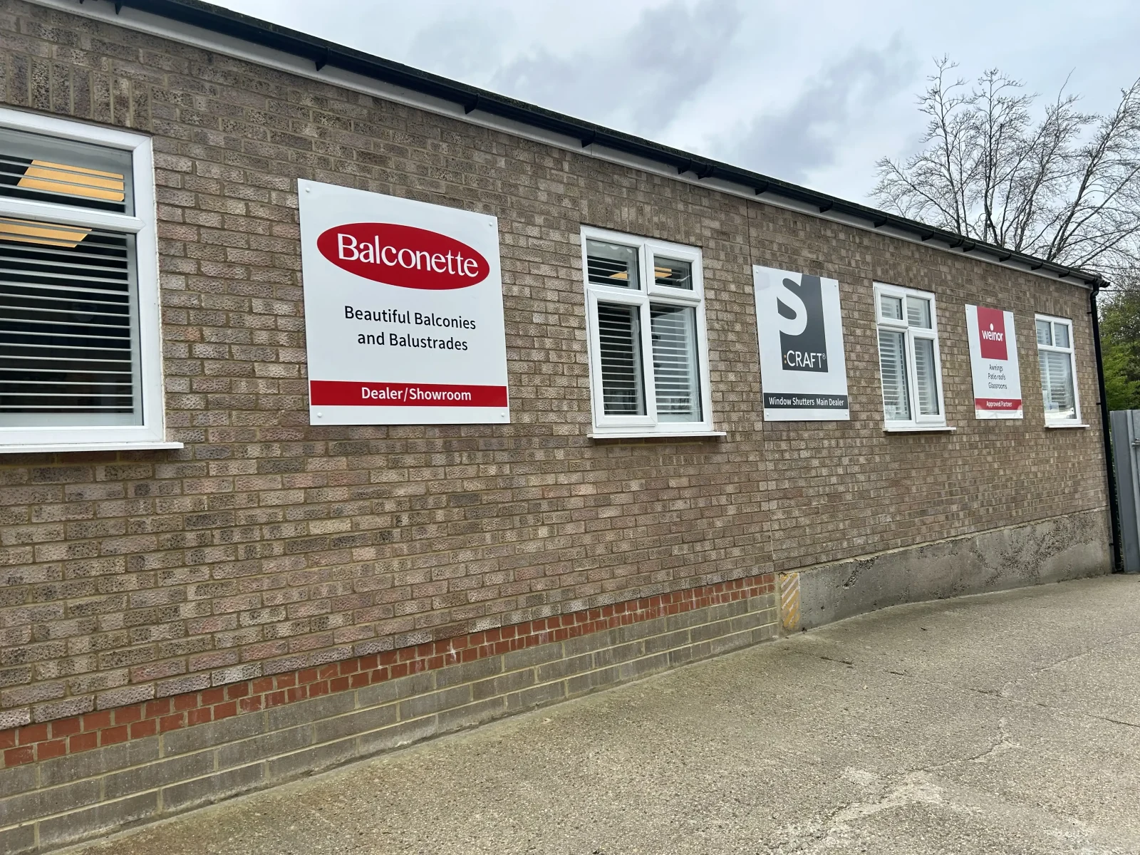 Exterior of Saffron Outdoor Living showroom in Haverhill showcasing outdoor living solutions for homes across Essex, Suffolk, and Cambridgeshire.