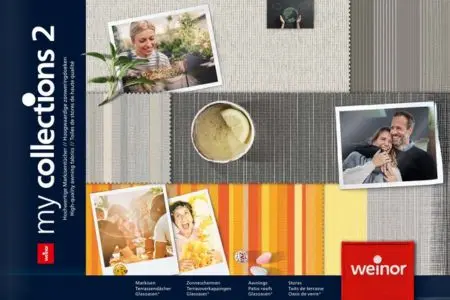 Weinor fabric collection brochure with pattern samples.