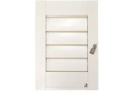 White Portchester security shutter sample with integrated lock