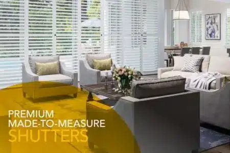 Premium made-to-measure shutters brochure cover.