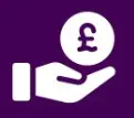 shutter order and payment icon on purple background